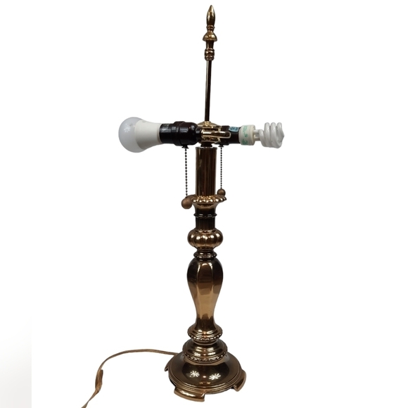 Brass Candle Stick Lamp Large Hollywood Regency Vintage 1950s - Picture 1 of 15